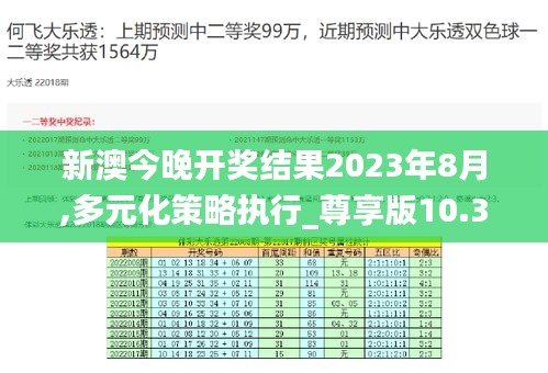 新澳今晚开奖结果2023年8月,多元化策略执行_尊享版10.321