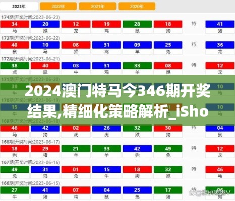 2024澳门特马今346期开奖结果,精细化策略解析_iShop6.972