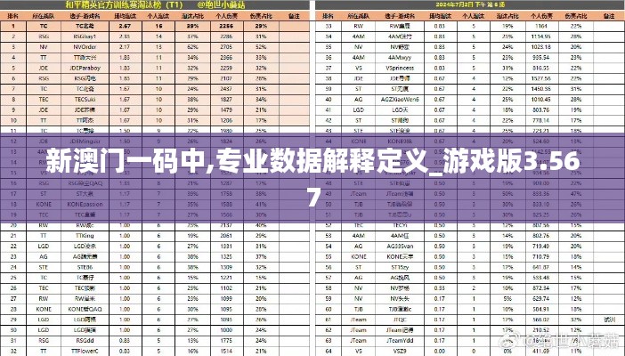 新澳门一码中,专业数据解释定义_游戏版3.567