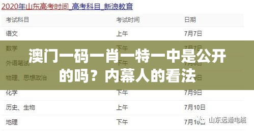 澳门一码一肖一特一中是公开的吗？内幕人的看法