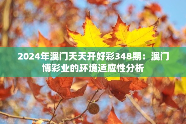 2024年澳门天天开好彩348期：澳门博彩业的环境适应性分析