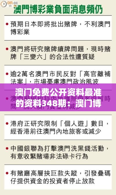 澳门免费公开资料最准的资料348期：澳门博彩业的最新动态分析