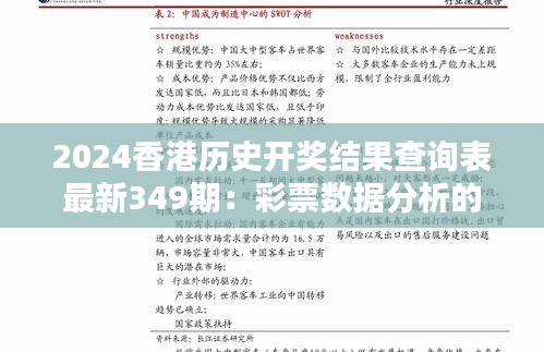 2024香港历史开奖结果查询表最新349期：彩票数据分析的价值