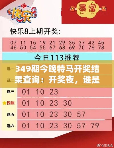 349期今晚特马开奖结果查询：开奖夜，谁是今晚的幸运之星