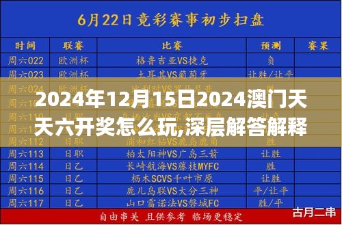 2024年12月15日2024澳门天天六开奖怎么玩,深层解答解释落实_微型版10.875