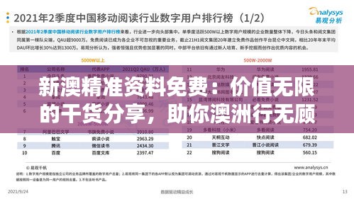 新澳精准资料免费：价值无限的干货分享，助你澳洲行无顾虑