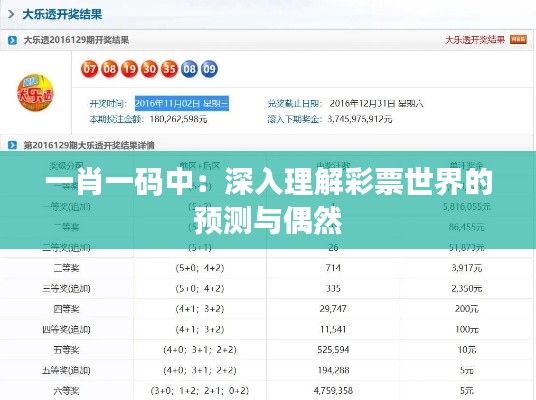 一肖一码中：深入理解彩票世界的预测与偶然