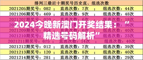 2024今晚新澳门开奖结果：“精选号码解析”