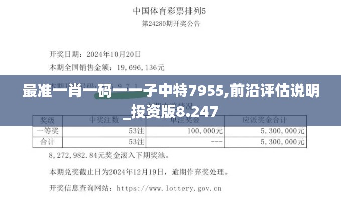 最准一肖一码一一子中特7955,前沿评估说明_投资版8.247