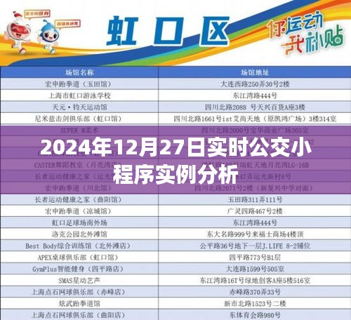 2024年公交小程序实例解析，12月27日实时数据