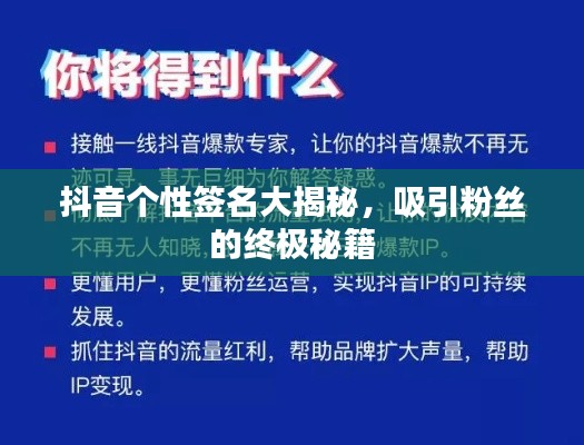 抖音个性签名大揭秘，吸引粉丝的终极秘籍