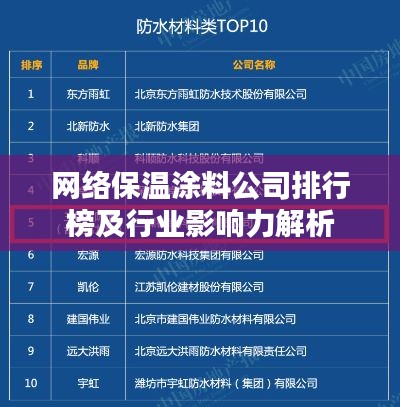 网络保温涂料公司排行榜及行业影响力解析