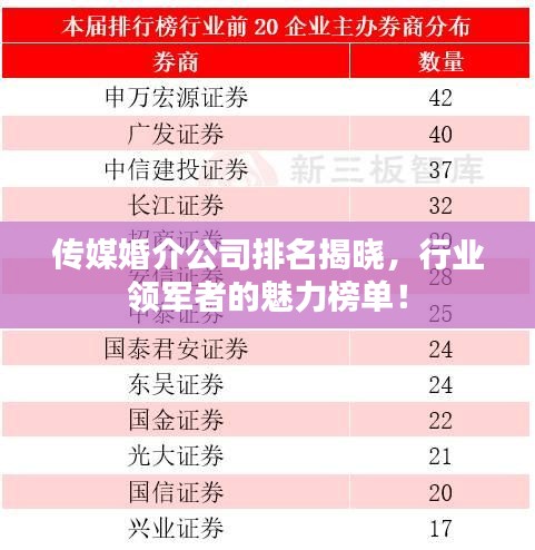 传媒婚介公司排名揭晓，行业领军者的魅力榜单！