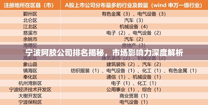 宁波阿胶公司排名揭秘，市场影响力深度解析