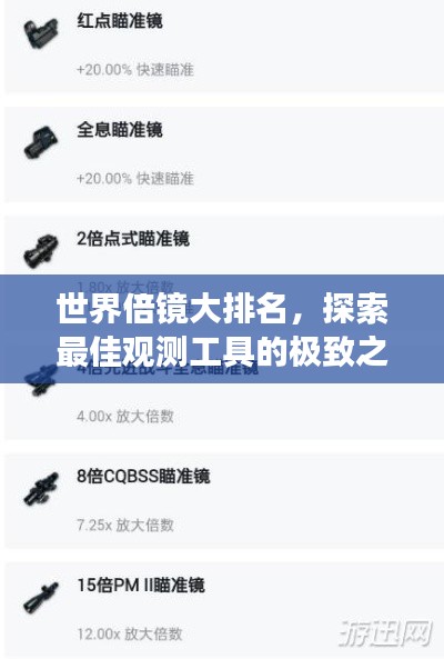 世界倍镜大排名，探索最佳观测工具的极致之旅
