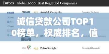 诚信贷款公司TOP10榜单，权威排名，值得信赖！