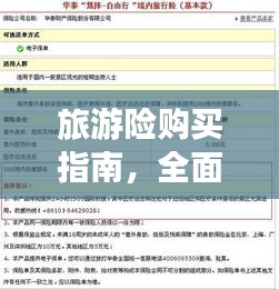 旅游险购买指南，全面解析与挑选攻略