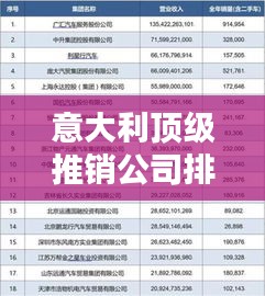 意大利顶级推销公司排行榜揭晓